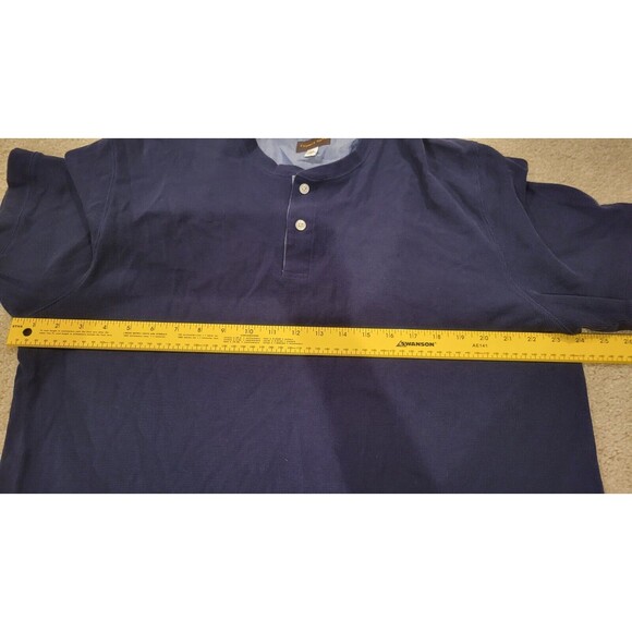 Thomas Dean Mens Navy Short Sleeve Waffle Knit Henley Shirt Cotton XXL - Picture 6 of 7